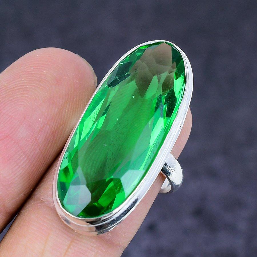 Tsavorite Gemstone Handmade 925 Sterling Silver Jewelry Ring Size 7 j4A81