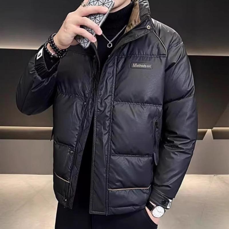 Fashion casual winter stand-up collar down jacket men's new short casual duck down cold and warm jacket cotton jacket