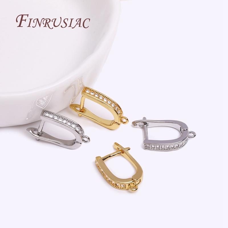 Rhodium Plated Oorhaakjes 18K Goud Plated Klassieke Zirconia Oorbellen Haakjes Voor Vrouwen DIY Oorbellen Sieraden Maken