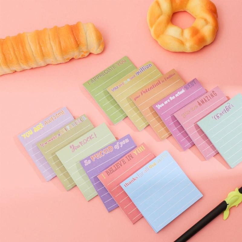 360 Sheets Colorful Square Shape Notepads 12 Color Fluorescent Adhesive Note Reminder On Journal Notebook Planner Fridge