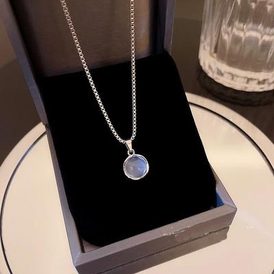 Moonlight Blue Necklace Women's Senior Design Sense Niche Light Luxury Collarbone Chain Versatile Spice Girl Neck Chain Summer