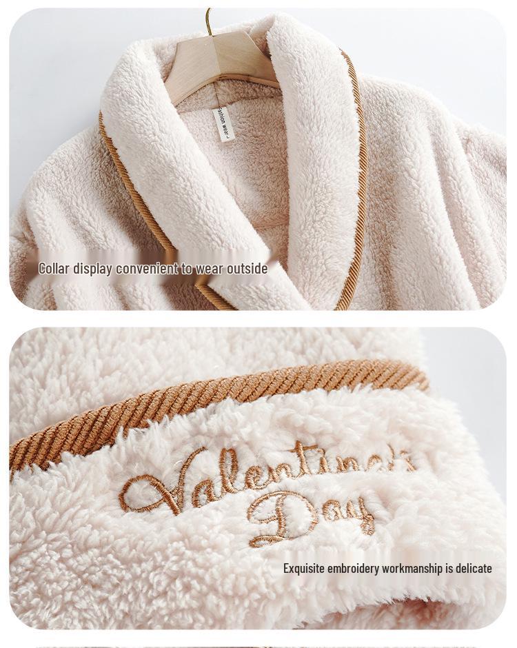 Flannel Couple's Robe: Cozy Coral Fleece Bathrobe for Men and Women - Warm, Thick, and Perfect for Winter