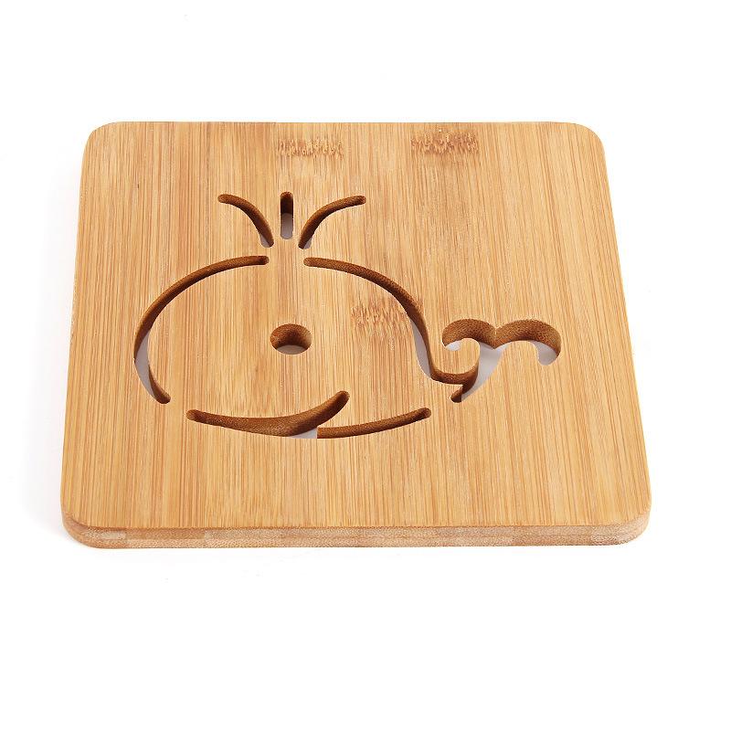 Bamboo Round Table Mat Simple Hollow Pattern Heat Resistant Pot Dish Placemats Anti-slip Protection Table Decorative