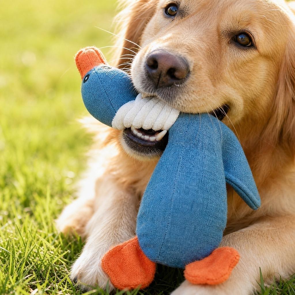 Plush Linen Squeaky Toy for Dogs, Interactive Teething Toy with Squeaker - Fun Pet Toy for Puppy, Small and Medium Breeds