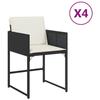 VidaXL Garden Chairs Set of 4 with Cushions Black Wicker 4007475