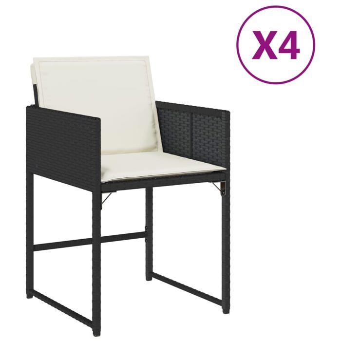 VidaXL Garden Chairs Set of 4 with Cushions Black Wicker 4007475