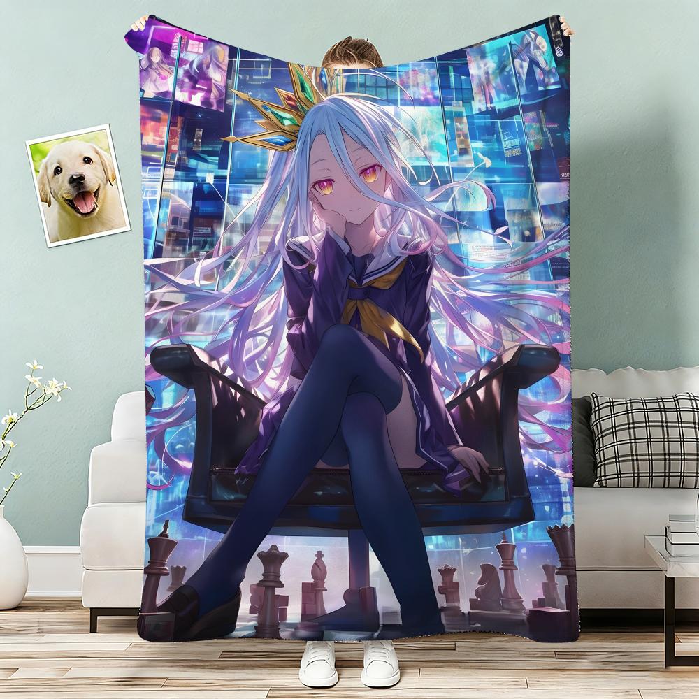 NO GAME NO LIFE Throw Lightweight 240g Flannel Blanket Soft Skin-friendly for Summer Cooling 75x90cm