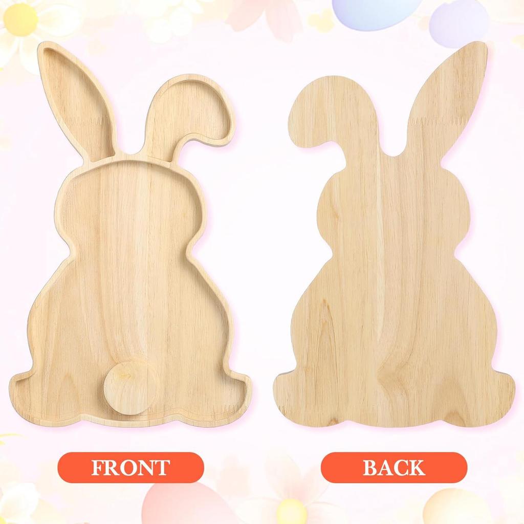 Easter Bunny Wooden Tray, Bunny-Shaped Board, Fruit Tray, Decorative Wooden Plate, Suitable For Parties And Holidays