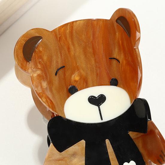 Hair Clip Cartoon Bear Shape Acrylic Back Head Hair Claw Anti-slip Teeth Half-Tied Hairstyles Large Shark Hair