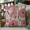 1 Pink Floral Decorative Polyester Pillowcase, Pastoral Style, Single-Sided Printing, Suitable For Living Room Bedroom Sofa Bed
