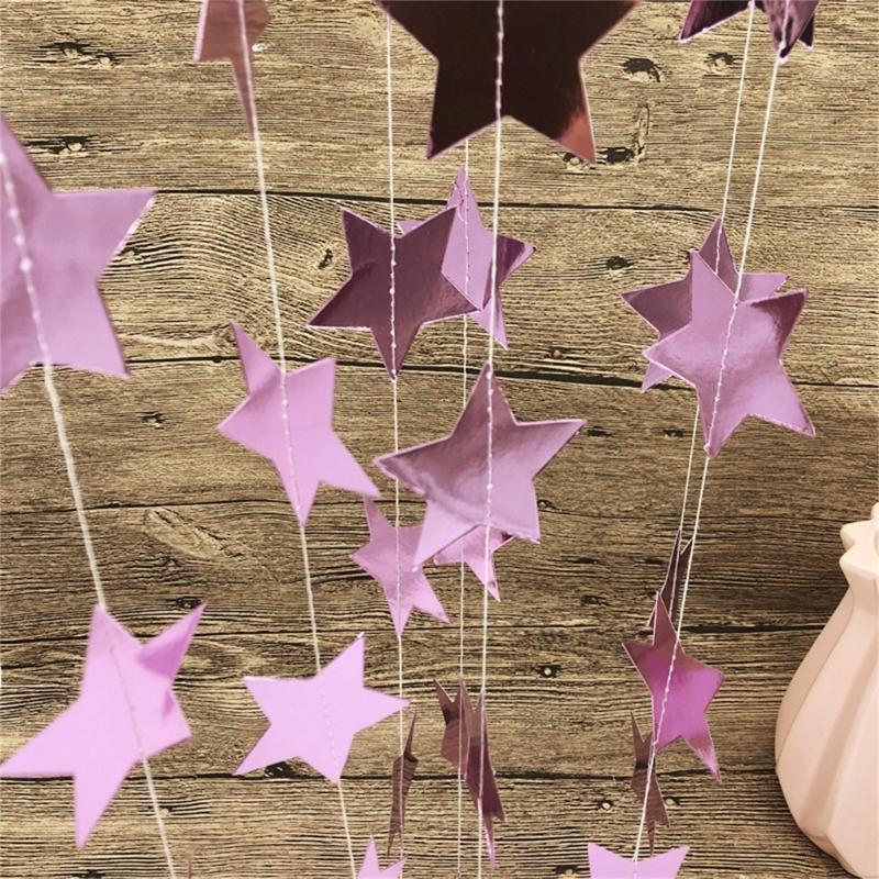 Elegant Star Garlands Decoration Glitters Paper Streame Festival Ornament for Birthday Party Supplies Daily Casual Use
