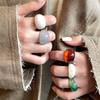 Anillos Anchos Geométricos de Resina Color Ámbar Semitransparente Estilo Retro de Moda para Mujeres Joyería Accesorio Índice de Personalidad