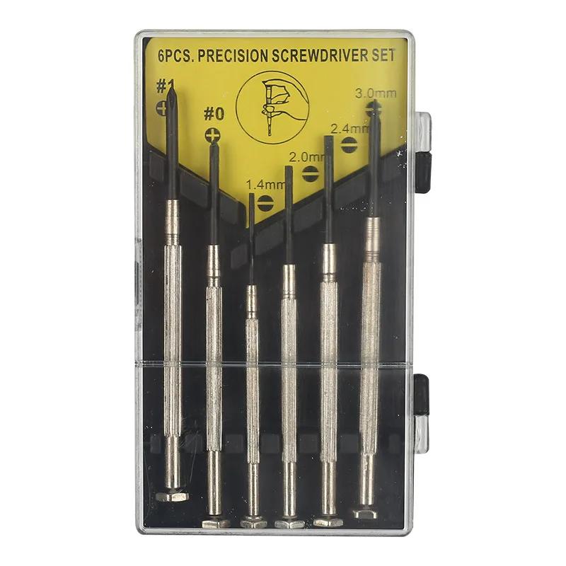 

Набор из 6 прецизионных отверток с плоской головкой и крестовой головкой, 6 различных размеров для часов, часов, очков, инструмент для электронного ремонта