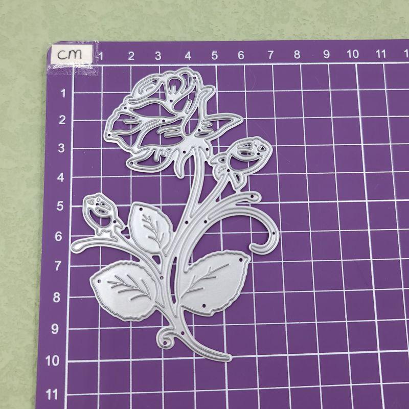 Stencil A Taglio In Metallo – Fiore Di Rosa Per Scrapbooking, Album Fai Da Te, Carta Decorativa
