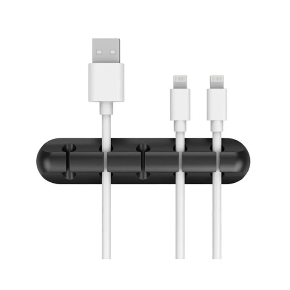 3/5 Clips Adhesive Silicone Cable Winder Desktop Wire Wrapped Cord Cable Holder Desk Set Table Organizer Office Supplies