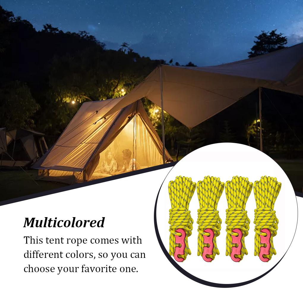 4 Pcs Tent Rope Hiking Wire Camping Supplies Firm Structure Multifunctional Windproof Outdoor Lanyard Reflective Safety