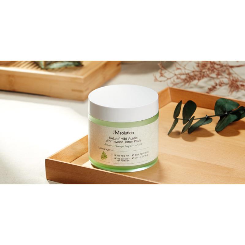 [JMSOLUTION] Releaf Mild Acidic Wormwood Toner Pads 140ml 70pcs
