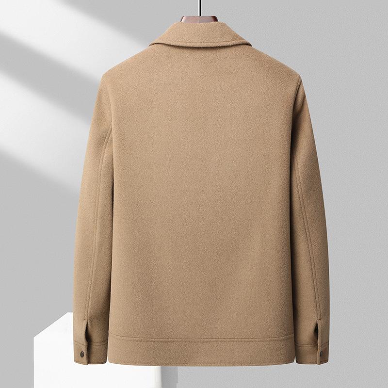 Hand-sewn Autumn and Winter Embossed Flocking Technology 100% Wool Double-sided Denim Short Coat Men's Youth Jacket