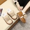 Cute bear snow boots, new velvet thickened-soled lamb wool warm maternity cotton shoes in autumn and winter