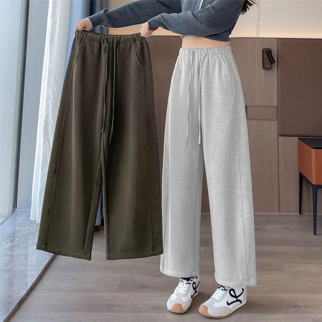 Women's 2025 Loose High-Waist Wide-Leg Velvet Sweatpants
