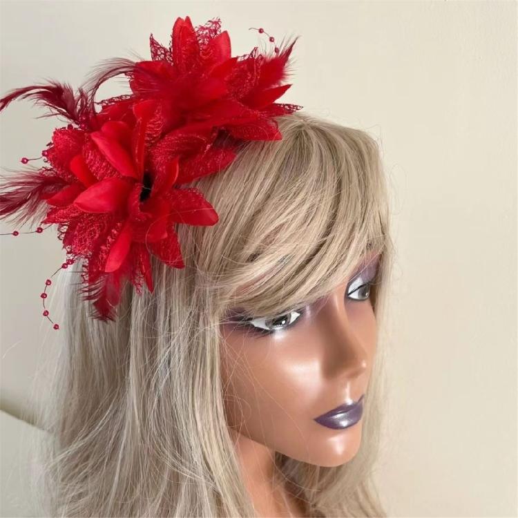 Luxurious Soft Feathered Hairpiece Flower Headwear Adjustable Headband for Halloween Festival Costume Coplay Party