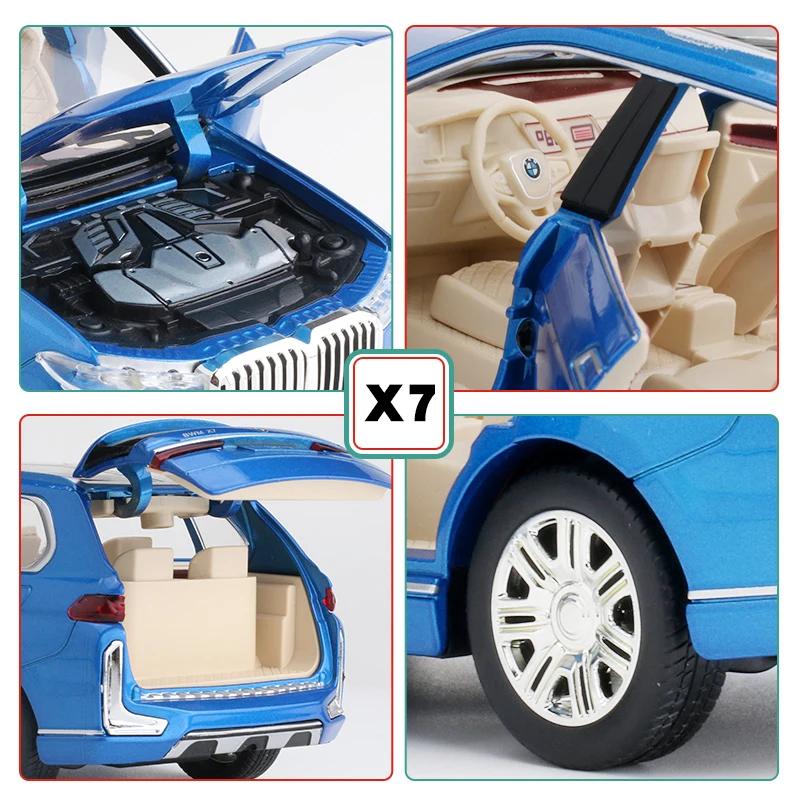 1:24 BMW X7 SUV Diecast Metal Alloy Model car Sound Light Pull Back Collection Kids Toy Gifts