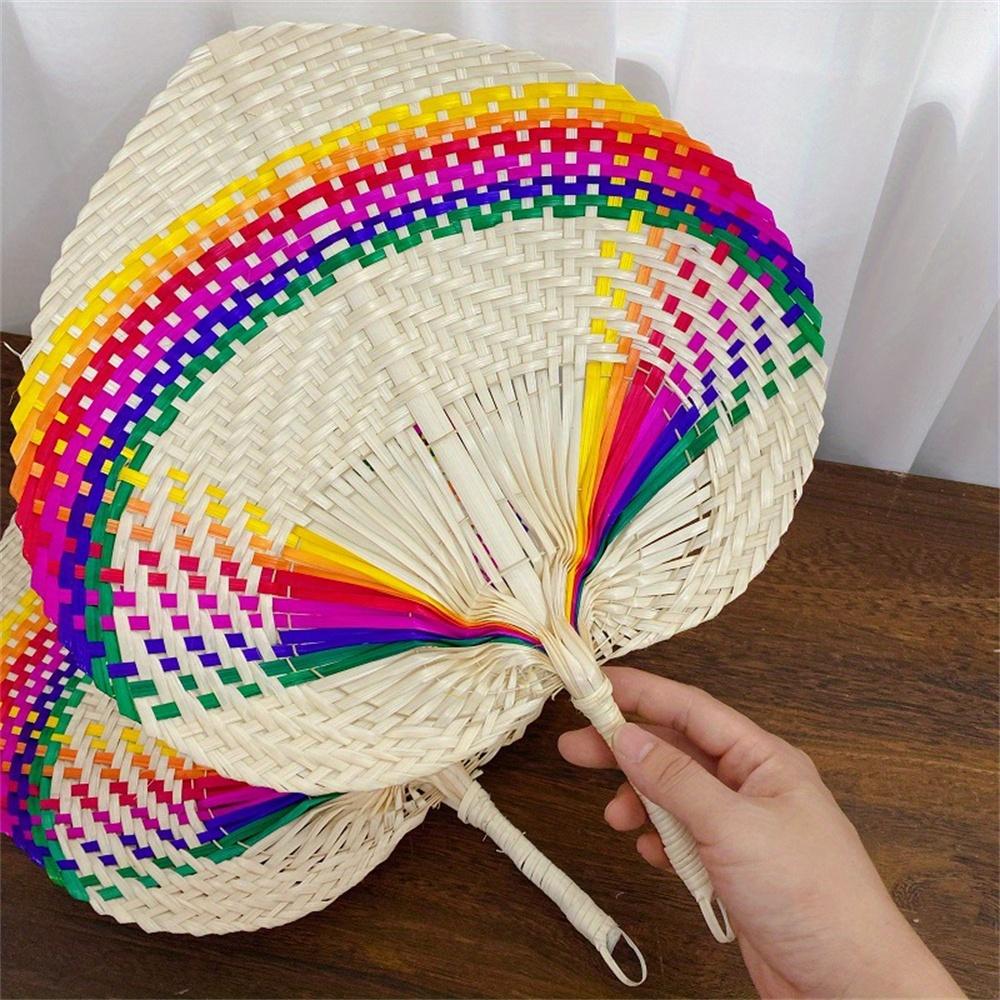 Handmade Straw Woven Fans Craft Summer Cooling Fan Bamboo Palm Leaf Hand-woven Hand Fan Home Wedding Decoration