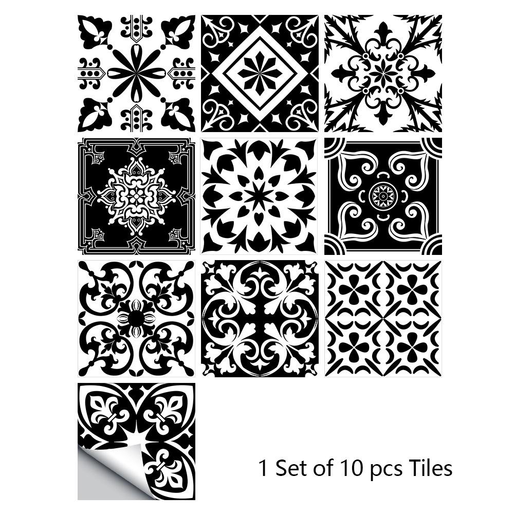 Panele Ścienne Mandala 10 szt. Samoprzylepne Naklejki z Płytkami Mozaikowymi Kwiatowymi Backsplash Kuchenny Usuwalny Wystrój Szafek