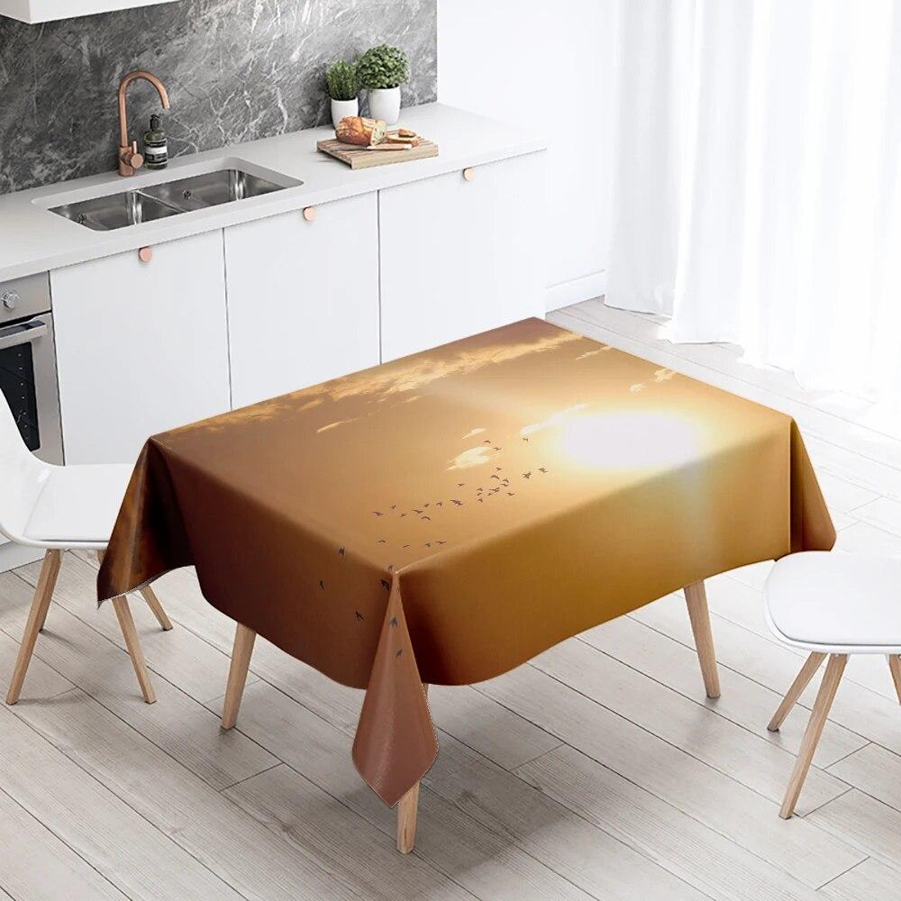 

Скатерть с перелетными птицами на закате, вечерние, ресторан, банкетный декор, устойчивая к пятнам, водонепроницаемая, украшение для домашнего стола 90x140cm