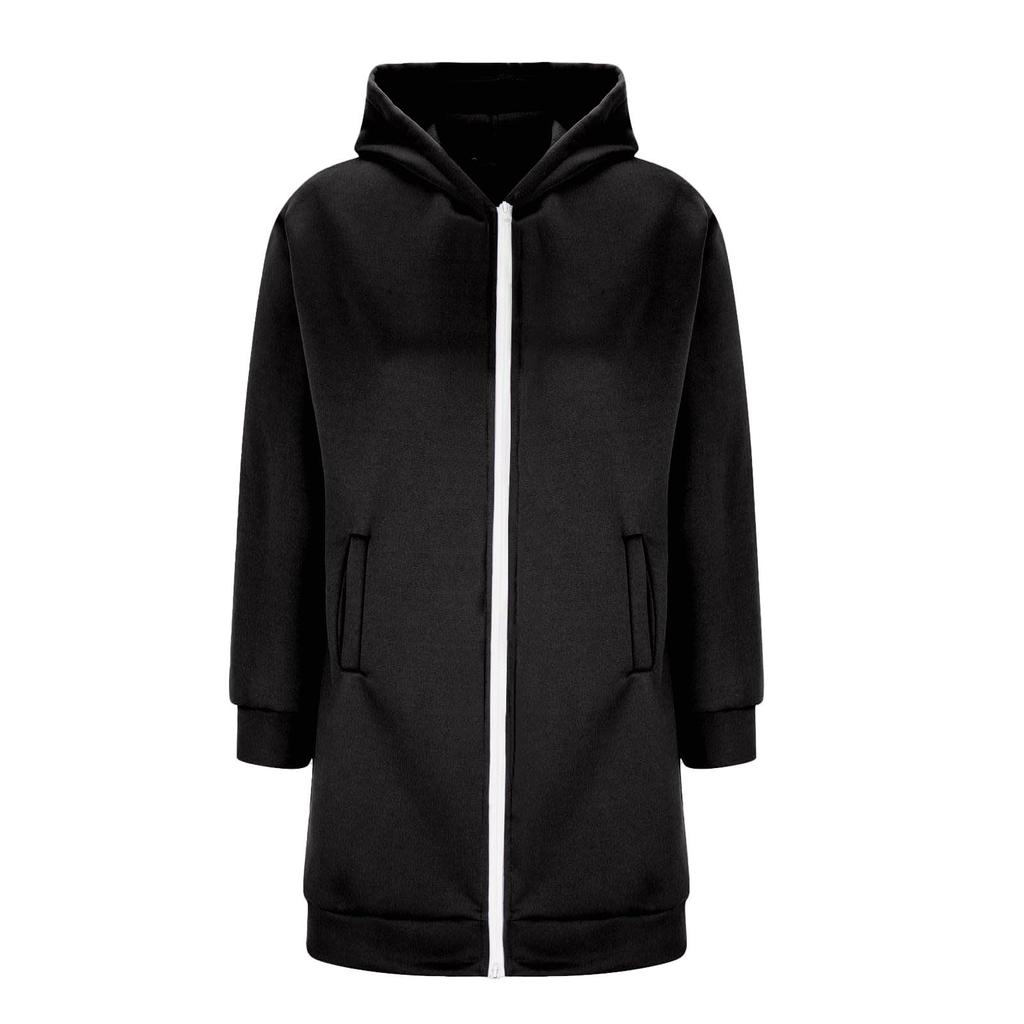 Women's Long Zip-Up Hoodie with Pockets, Casual Versatile Hooded Coat for Everyday Wear