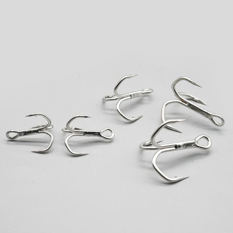 10Pcs Highly Strength Fishings Trebles Hook Brabed  Sharply Sea Fishings Hook Round Bend Trebles Bass Three Hook