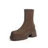 Damskie Botki na Kostkę Seksowne Szpilki Zamszowe Grube Buty Zimowe Pompki do Chodzenia Eleganckie Botki Chelsea Nowy Trend Goth Mujer Botas