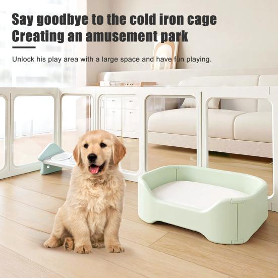 Hunde-Laufstall für den Innenbereich mit Saugnäpfen, Werkzeuglose Montage Tierzaun, 125x85x60cm Zwinger