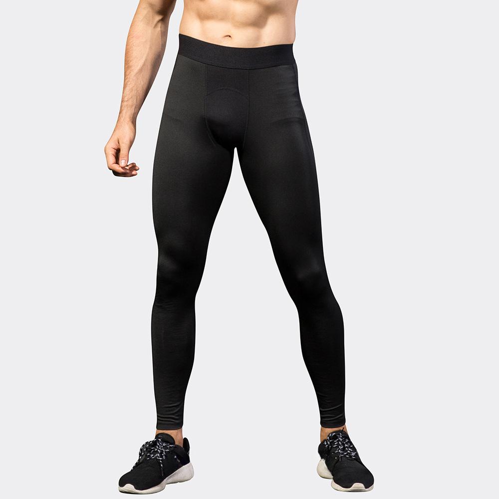 Men's Black Sports Pants Tight Training Active Pants & Tights Fitness Running Mesh Splicing Speed Drying Elastic Tight Pants 1040