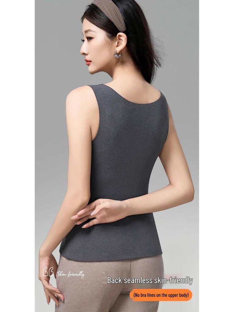 Women's Seamless Slimming Mulberry Silk-Cashmere Top with Breast Pads - Original 2025 Autumn/Winter Collection