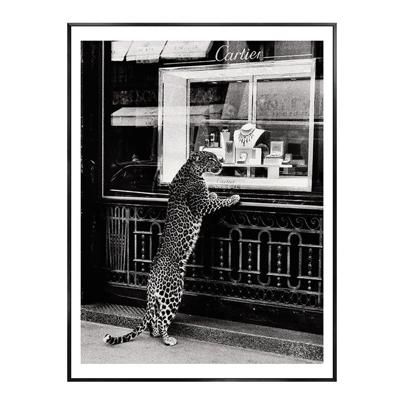 

Модный сексуальный женский леопардовый постер, холст, картина, настенная живопись, винтажная черно-белая фотография, картина, современная гостиная, домашний декор 21x30cm No Framed