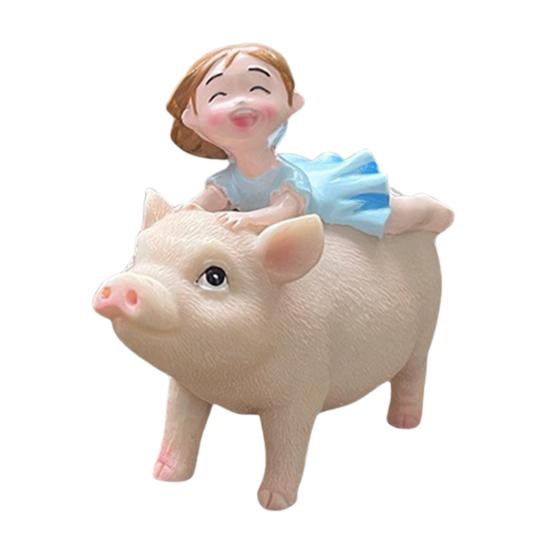 

Фигурка девочки, катающейся на свинье, смола, скульптура свиньи, настольное украшение, статуэтка свиньи, кашпо, украшение для дома, офиса, стола, полки, цветочный горшок синий