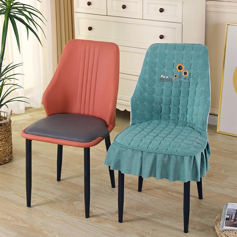 Special-shaped Chair Cover Armrest Stool Cover Nordic Fabric Elastic Curved One-piece Home Dining Table Seat Cover