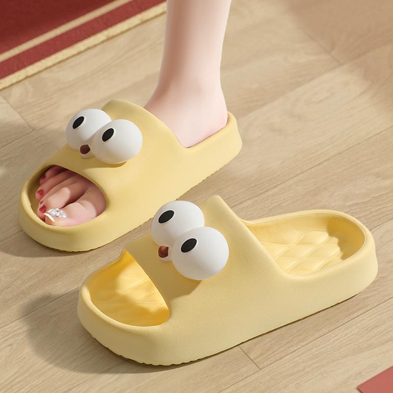 Fashion Smile Womens Slippers Wear-resistant Home Slippers Soft-bottom Light Bathroom Shoes New Summer Cute Thick-soled Cartoon Slippers