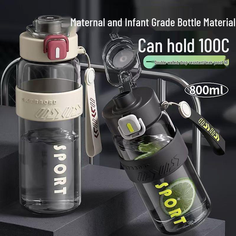 Summer Portable High-Temperature Resistant Sports Water Bottle with Straw, 2026 Edition, Large Capacity for Students.