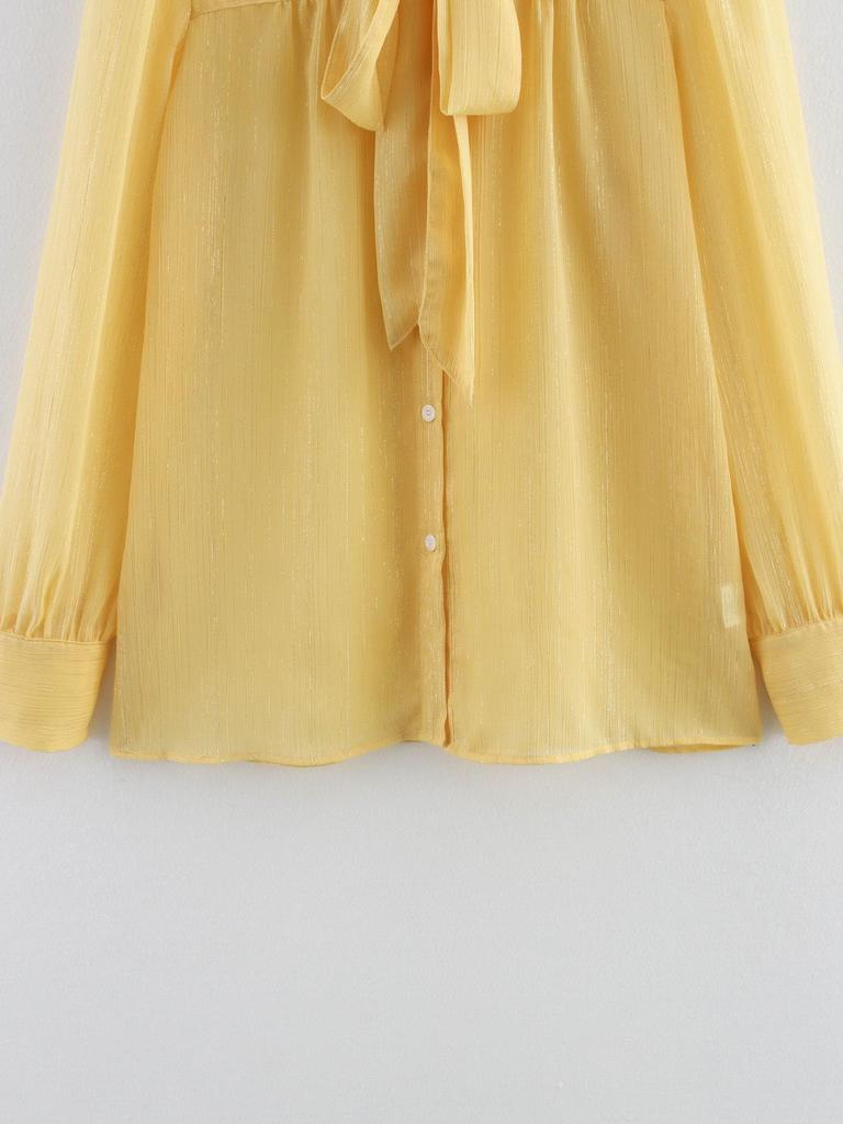 2025 Spring Women's European & American Style Two-Color Lightweight Long-Sleeve Shirt