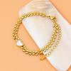 Original Design Exquisite Heart-Shaped White Mother-of-Pearl Bracelet, Double-Sided Wearable, 18K Gold Plated Titanium Steel for Women