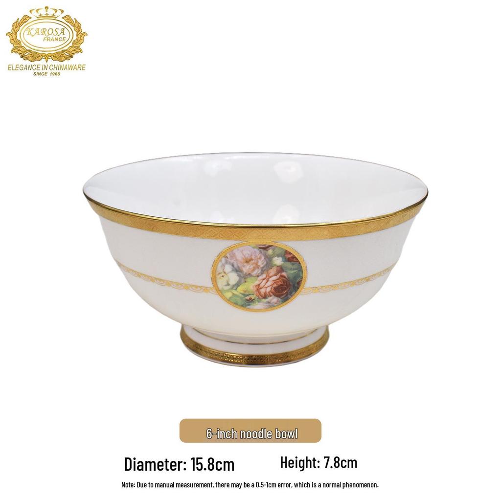 Karosa Light Luxury Bone China Gold Flower Design Tableware Set for Breakfast & Afternoon Tea.