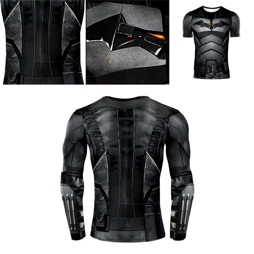 Durable Black Polyester Batman Cosplay Tee For Sports And Fitness
