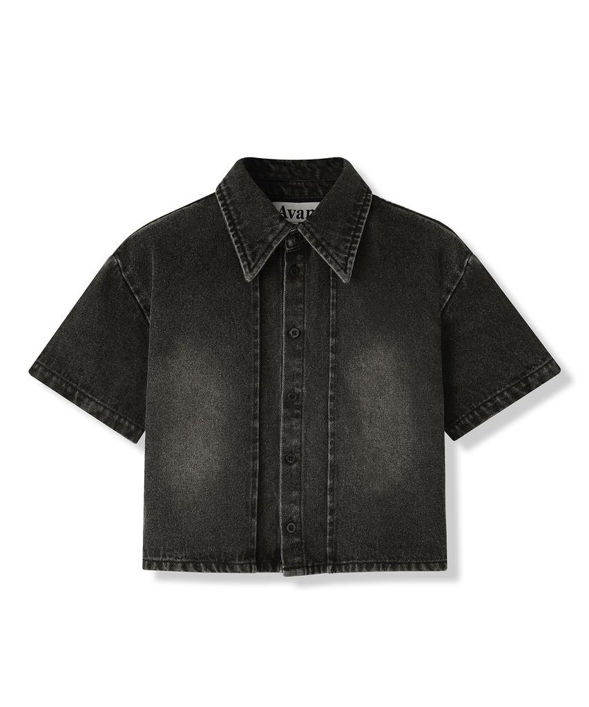 AVANDRESS Pintuck Chic Denim Shirt Black