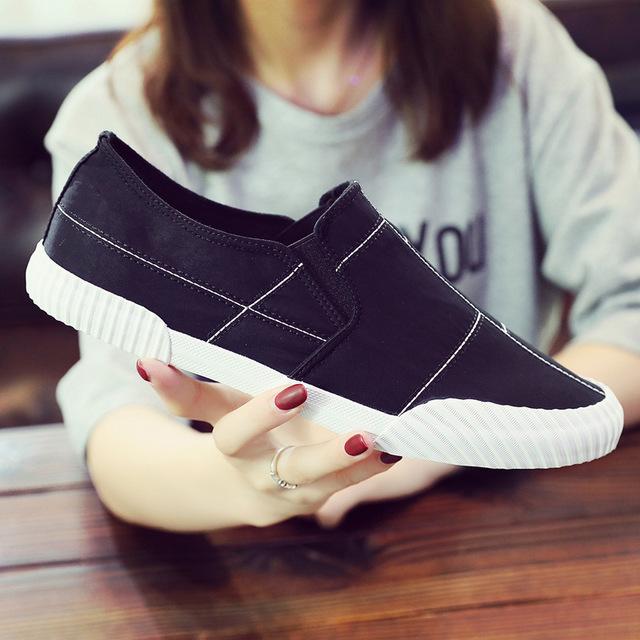 

Модные мужские парусиновые туфли Shenxuanny, новые, без застежек, весна-осень, дышащая повседневная обувь, трендовая студенческая спортивная обувь EUR 39-43 7 черный белый