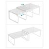 SONGMICS Cabinet Shelf Organizer and Kitchen Shelf Bundle, 4 Stackable Kitchen Cabinet Shelves, Expandable, White and Silver U