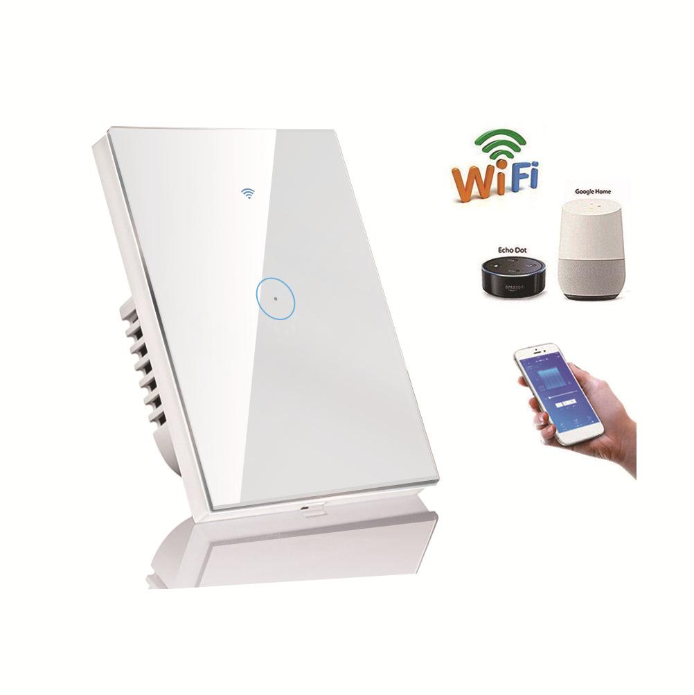 1 Gang Live Line Smart Life ABS WiFi US Type Touch Wall Panel Switch 220V 10A with Voice Control IP20