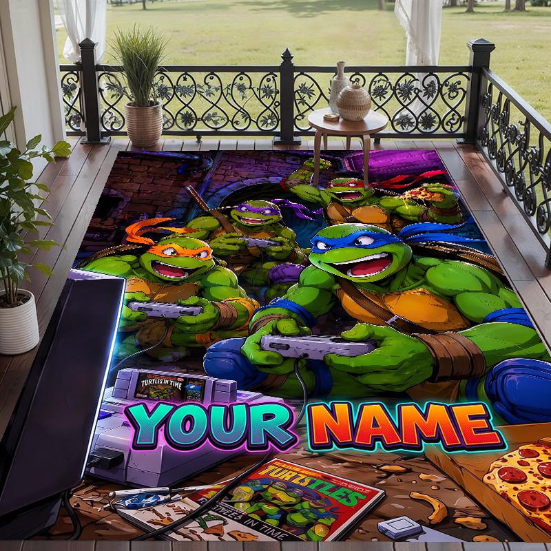Custom Text Teenage Mutant Ninja Turtles Pattern Floor Rug Soft Indoor Carpet Mat Living Room Bedroom