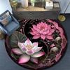 Yin Yang Lotus Round Rug, Non-Slip Washable Polyester Mat for Bedroom Living Room Office Nursery, Home Decor Carpet